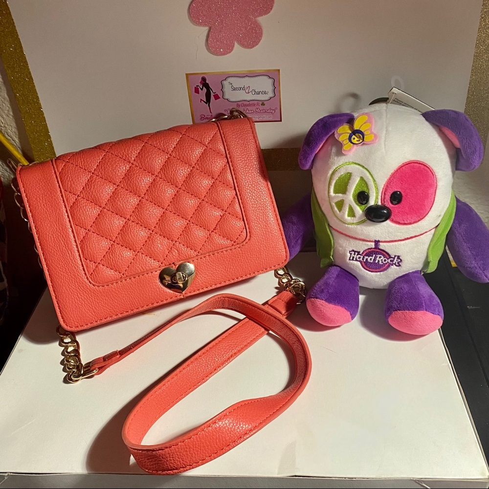 Bright  peach pink medium crossbody bag